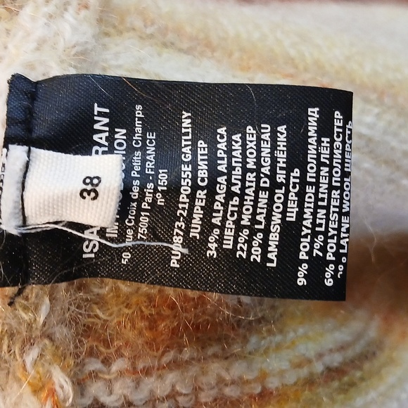 Isabel Marant Etoile GATLINY Alpaca blend fuzzy knit sweater in yellow size 6 - Picture 6 of 6